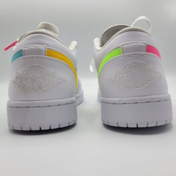 Nike Air Jordan 1 Retro Low Men Size 10 CW7033-100 Swoosh Shoes Whit Multicolor - Picture 10 of 14